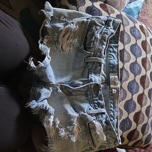 Abercrombie & Fitch Light Blue Distressed Jean Shorts Size 4 Y2k Please Read